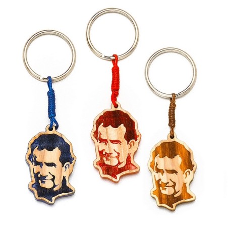 Portachiavi in ulivo viso Don Bosco