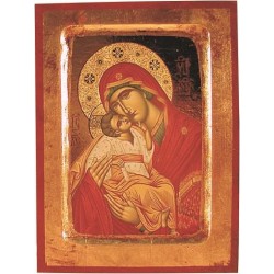 Icona scavata Madonna con Bimbo cm. 13x17