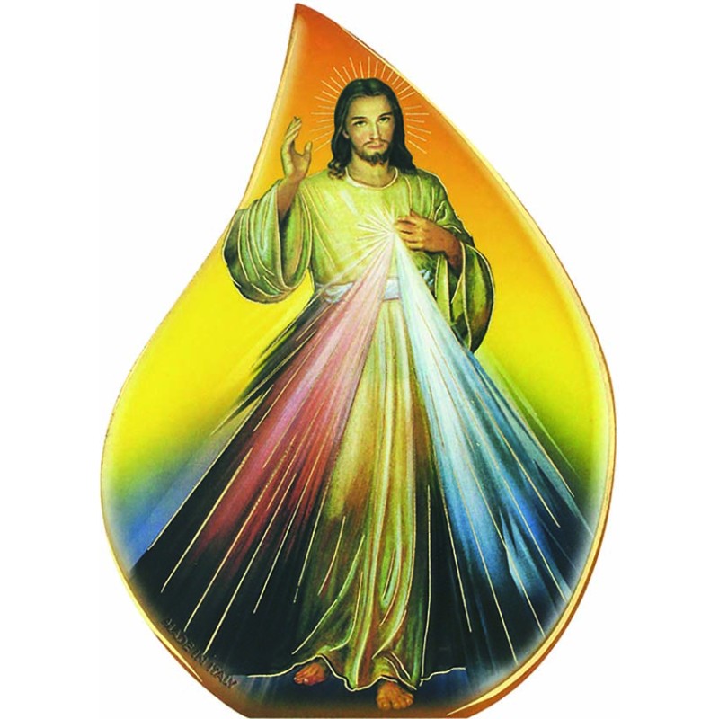 Fiammella Gesù Misericordioso in legno e cartoncino