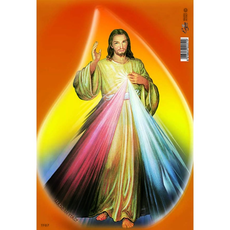 Fiammella Gesù Misericordioso in legno e cartoncino