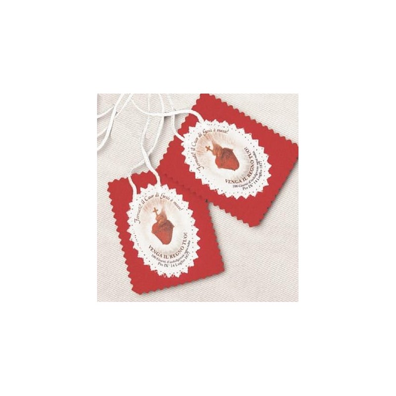 Scapolare Sacro Cuore di Gesù in stoffa grande cm. 10x15