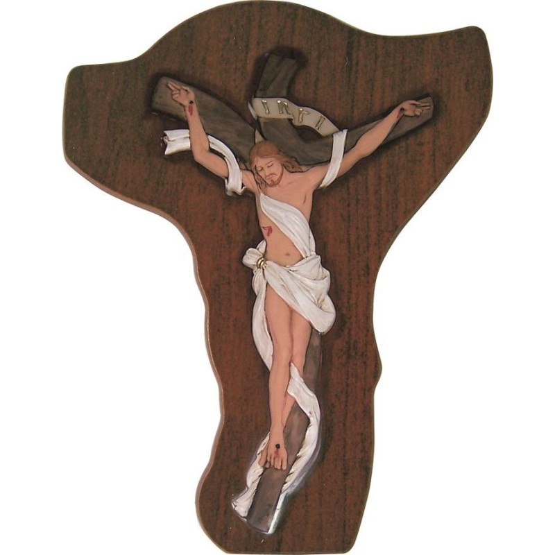 Crocefisso legno corpo in resina