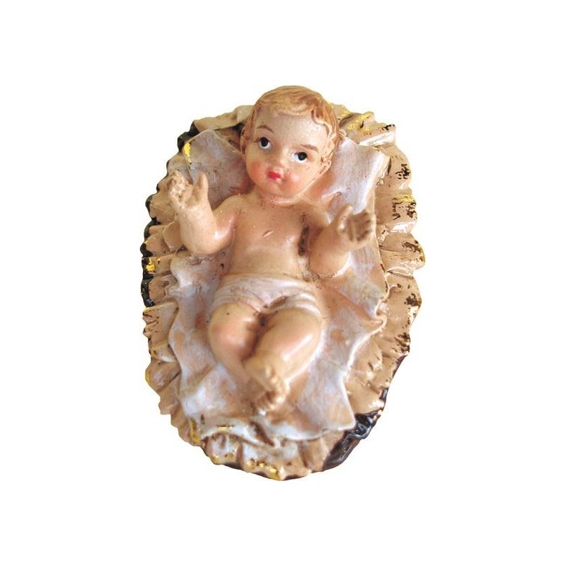 Gesù Bambino in resina in culla cm. 4,5