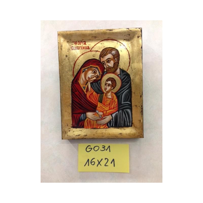 Icona greca dipinta Sacra Famigliacm. 16x21