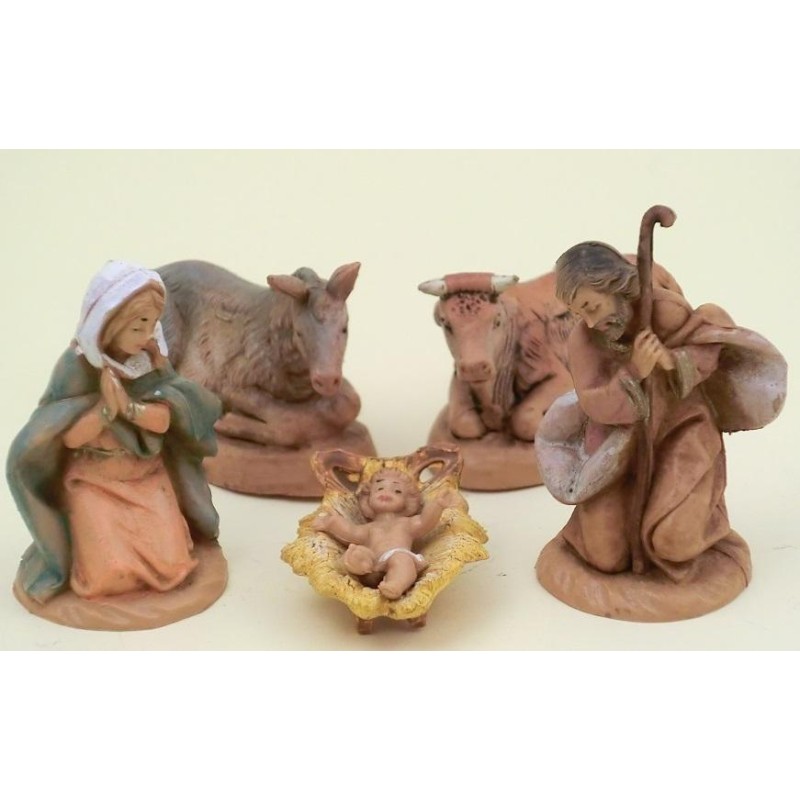 Natività 5 pezzi tipo legno cm. 6,5