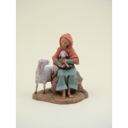 Donna con pecora e agnello cm. 12