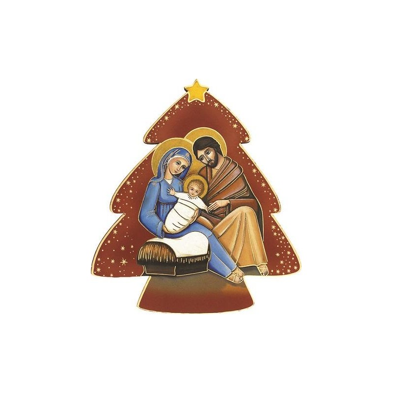 Immagine in pvc alberello Natività naif