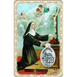 Pvc con medaglia e preghiera S. Rita