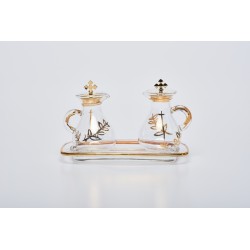 Ampolline con decoro su vassoio vetro