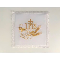 Servizio da messa in lino ricamo IHS/UVA
