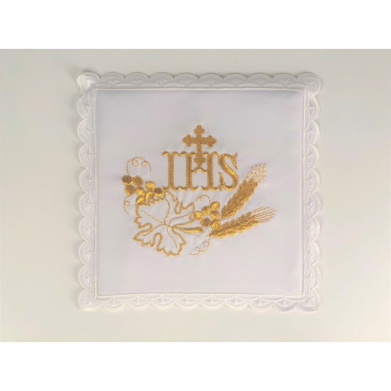 Servizio da messa in lino ricamo IHS/UVA