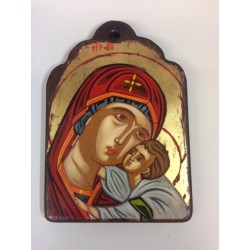 Icona greca dipinta Madonna con Bambino cm. 13x18