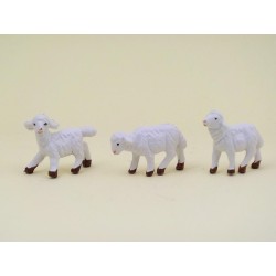 Serie 3 pecore bianche per cm. 6,5