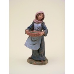 Donna con cesto di olive cm 12