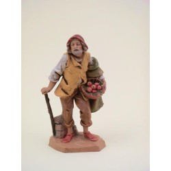 Pastore con cesto di frutta cm 12