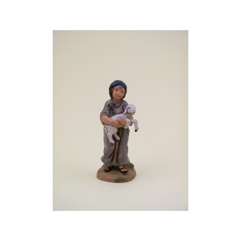 Ragazzo con agnello in braccio cm 12