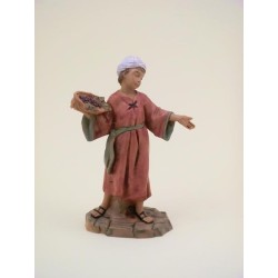 Ragazzo con cesto d'uva cm 12