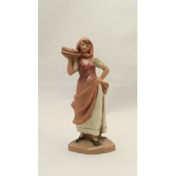 Donna con vassoio e pane cm 12