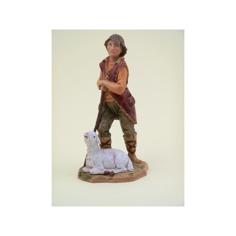 Pastore e pecora seduta cm 12