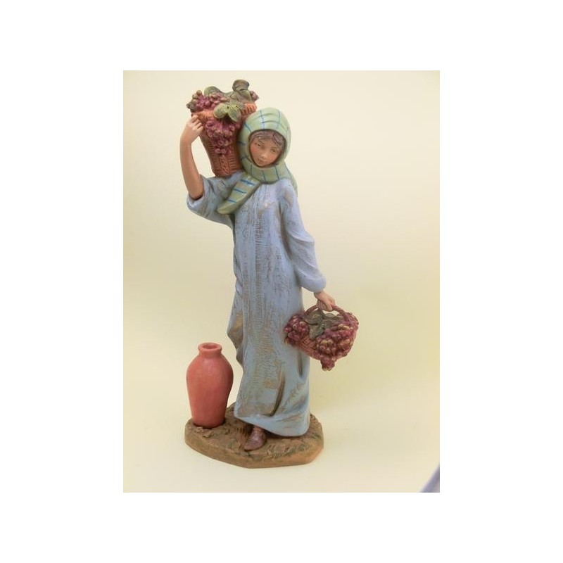 Donna con cesti di uva cm 30
