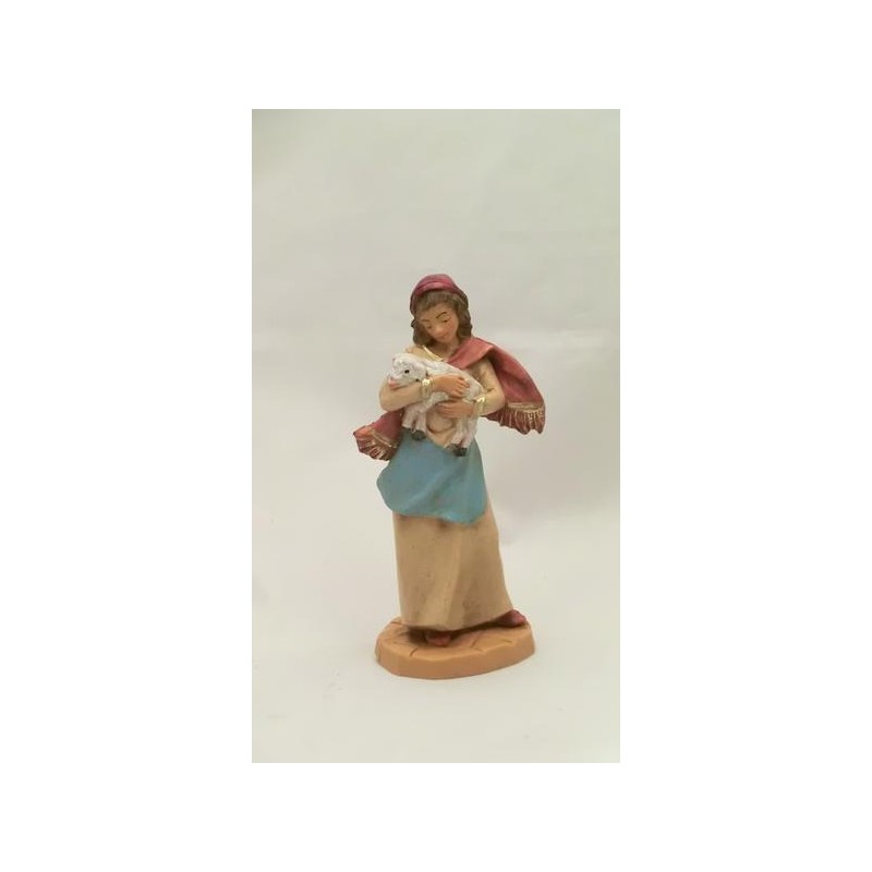 Ragazza con agnello in braccio cm 9,5