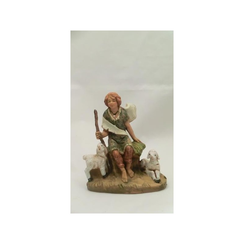 Ragazzo seduto con pecore cm 9,5