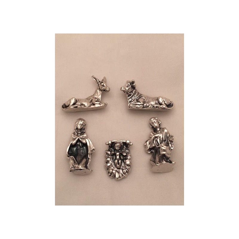 Natività in metallo 5 pezzi cm. 2,8