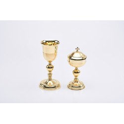 Calice ottone dorato satinato coppa lucida cm. 22