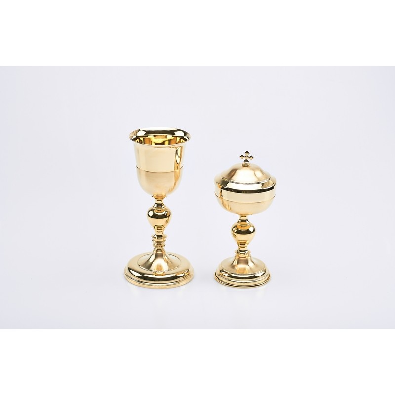 Calice ottone dorato satinato coppa lucida cm. 22