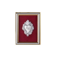 Cuore votivo ex voto rettangolare su lastra d'argento - f.to cm. 15,5x12