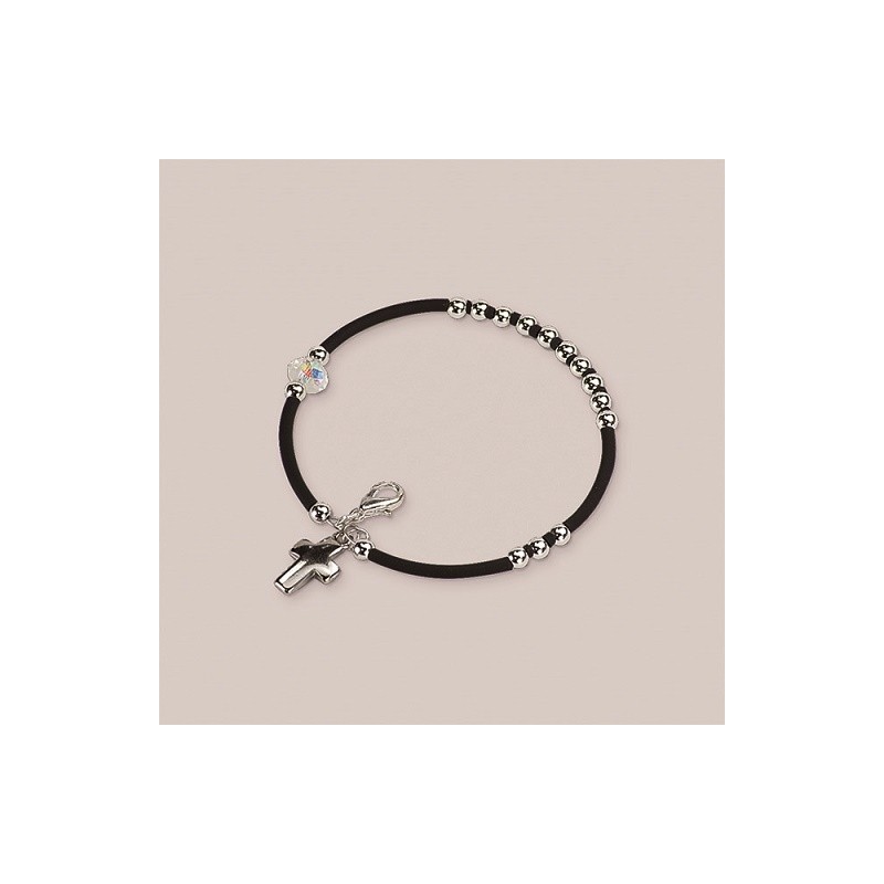 Braccialetto rosario in caucciù e metallo