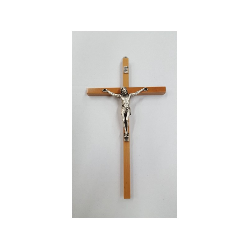 Croce in faggio corpo metallo cm. 24