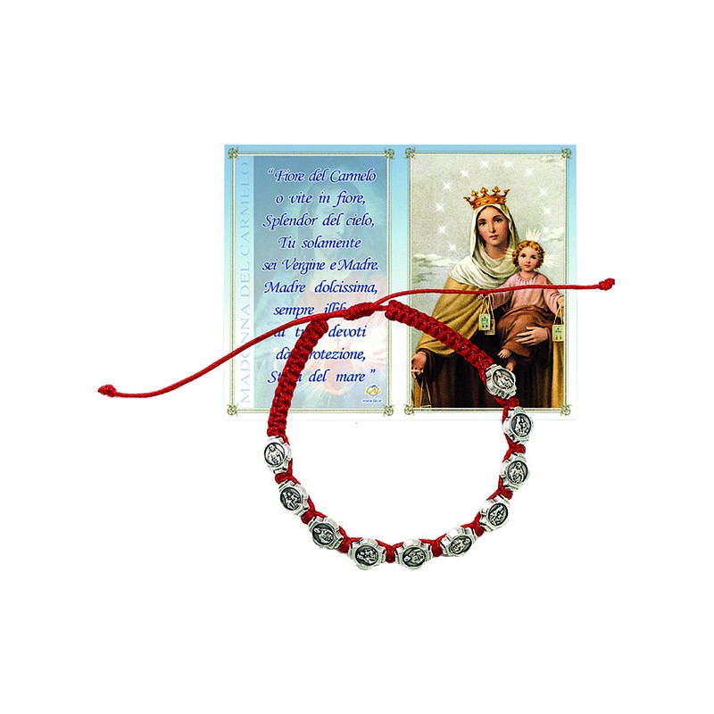 Braccialetto in corda con medagliette scapolari