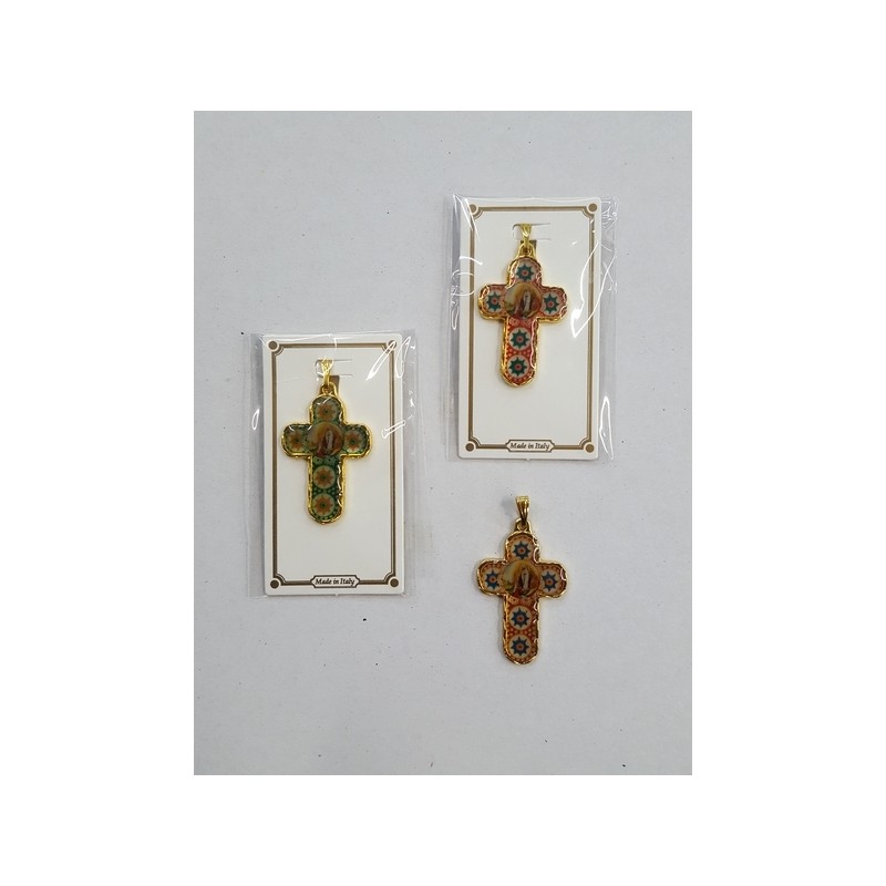 Crocefisso dorato Madonna di Lourdes