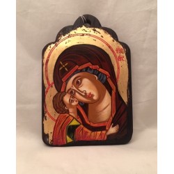 Icona greca dipinta Madonna con Bambino cm. 13x18
