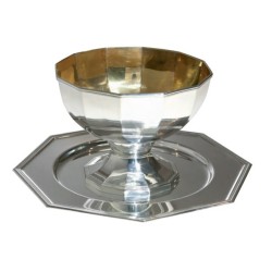 Calice dodecagonale con piatto in ottone argentato per Neocatecumenali