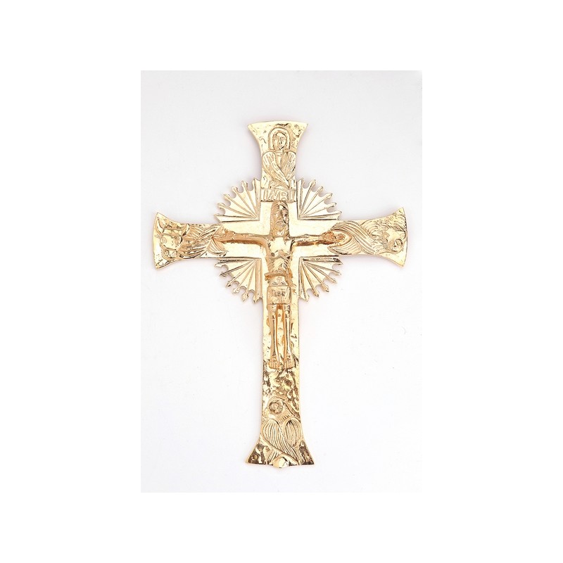 Croce da muro in ottone dorato