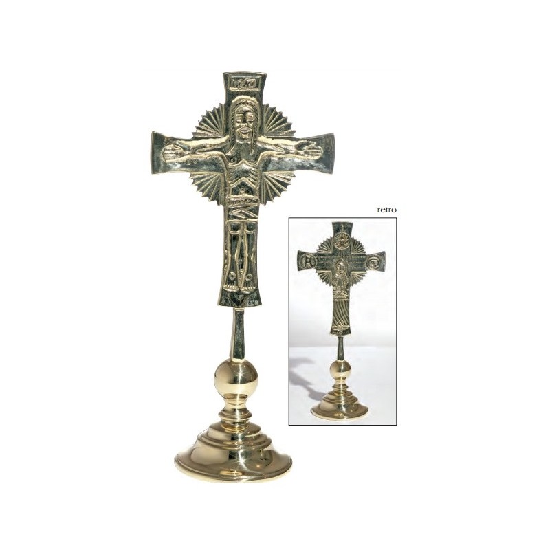Croce Neocatecumenale da tavolo in ottone con doratura 24k