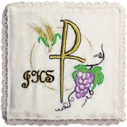 Servizio da messa in lino ricamo "P" (4 pz)