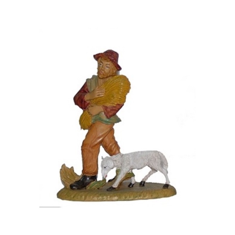 Pastore con paglia e pecora cm. 20