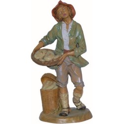 Pastore con cesto di pane cm. 30