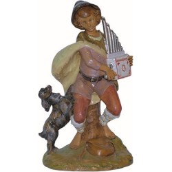 Pastore con organetto e cane cm. 30