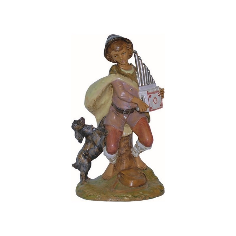 Pastore con organetto e cane cm. 30