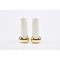 Coppia candelieri in ottone con finte candele Ø cm. 8 alt. 25