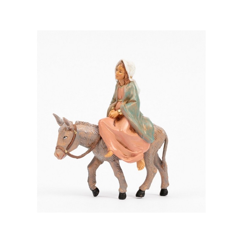 Madonna in cerca alloggio su asino cm. 12