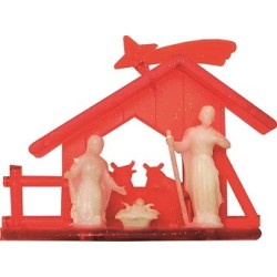 Capanna con Natività in plastica