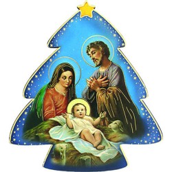 Alberello Natività in legno da appendere