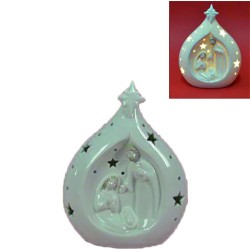 Natività in ceramica con luce a led cm. 14