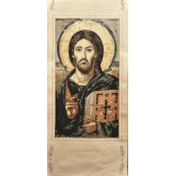 Copriambone ricamo a telaio Cristo Pantocratore