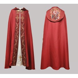 Piviale rosso con ricamo Palme in poliestere e applicazioni